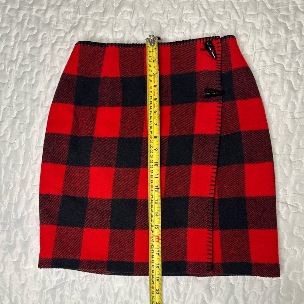 Vintage 90s Buffalo Plaid Wool Blend Skirt Suit Matching Set Ninety Made in USA - Picture 11 of 15